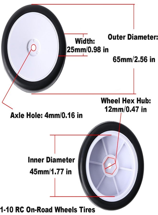 ZRRC Soft 1/10 RC On-Road Tires Wheels Pre-Glued Slick Tyres 12mm Hex Wheels for Traxxas 4-Tec Tamiya TT02 TT01 Redcat Lightning EPX HPI HSP Flying Fish Kyosho Rlaarlo 1/10 RC Touring Wheels Tires Set - Image 2